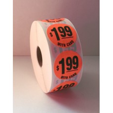 $1.99 w/card - 1.375" Red Label Roll